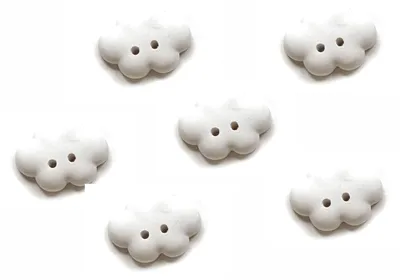 6 Wölkchen-Knöpfe zum Aufnähen, Kinderknöpfe, 25 mm, Mehrfarbig
