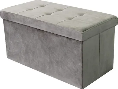 Immagine prodotto di Milani Home - pouf rettangolare, velluto, seduta poggiapiedi, tortora, 76 x 38 x 38 cm