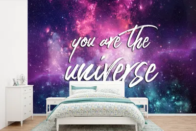 Produktbild von MuchoWow® Fototapete für Wohnzimmer oder Schlafzimmer Wandtapete Vinyl Motivtapete Weltraum - Zitat - Sterne - Jungen - Mädchen - Kinder - 330x220 cm - Fototapeten