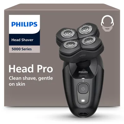 Zdjęcie produktu dla Philips 5000 series Head Pro seria 5000 HS5980/15 Elektryczna golarka do głowy, Mokry & Suchy, Samoostrzące ostrze, Bateria, Czarny