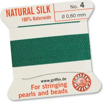 Produktbild von Perlseide Natur grün Nr-4-0,60mm - 2m / 1 Nadel