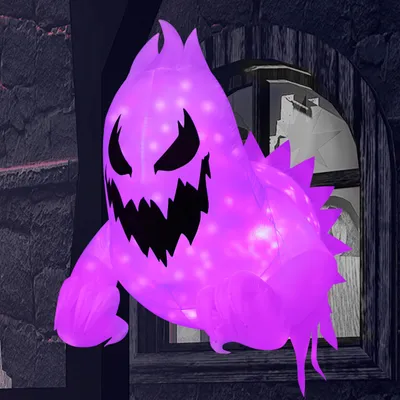 Aufblasbarer Geist, 1,37 m, lila LEDs, Halloween-Deko