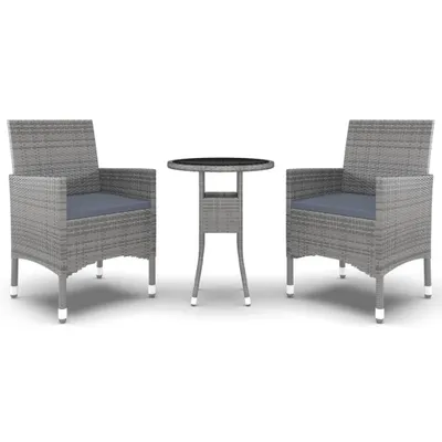 Produktbild von 3-tlg. Garten-Essgruppe Poly Rattan Grau