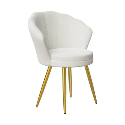 Produktbild von 1x Esszimmerstuhl Küchenstuhl aus Samt, Polsterstuhl Stuhl, Ergonomischer Loungesessel bis 150 kg belastbar für Esszimmer,Küche Weiß