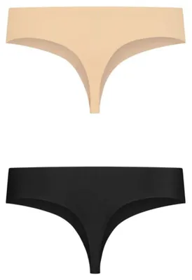Productafbeelding van BYE-BRA - Onzichtbare string, 2-pack, beige en zwart, maat L