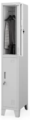 Produktbild von Umkleideschrank Spind BARTEK 2 Abteile Etikettenhalter Lüftungsschlitze | Umkleidespind Schließfachschrank Garderobenspind 172x29,2x45cm Grau