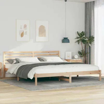 Produktbild von Möbel Bettrahmen mit Kopfteil Braun 180 x 220 cm Massives Kiefernholz - Klassische Betten &60383