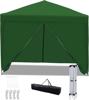 Produktbild von 3x3m Pavillon, Pop-Up Faltpavillon höhenverstellbar, Gazebo, Partyzelt wasserabweisend UV-Schutz, Faltbar Gartenzelt mit Tragetasche, Wasserdicht Gartenpavillon,Grün
