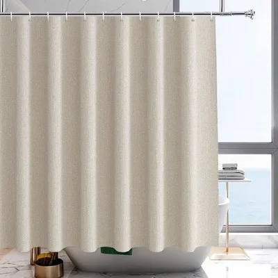 Produktbild von Unyqoos eleganter beige Duschvorhang mit Leinenlook für s® Badezimmererlebnis