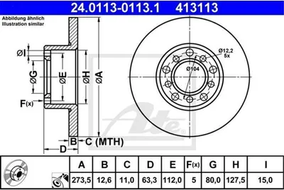 Image de 2x ATE 24.0113-0113.1 Disque de frein essieu avant