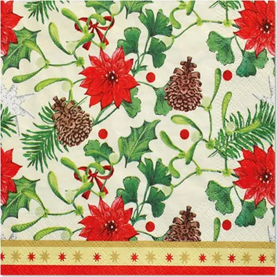 Produktbild von 3-lagige Servietten "Winterly" 1/4 33 x 33 cm 100 Stück.