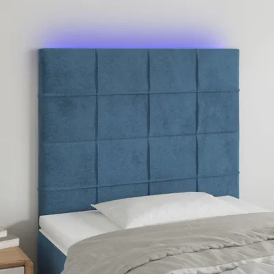 Produktbild von The Living Store LED Kopfteil Dunkelblau 90x5x118/128 cm Samt