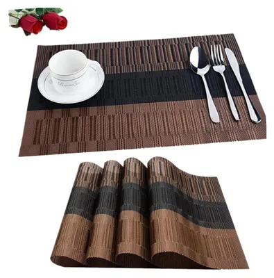 Produktbild von 6er Set Platzsets 30x45cm Platzdeckchen Rutschfest Abwaschbar Tischmatten PVC Abgrifffeste Hitzebeständig Tischsets, Platz-Matten für küche