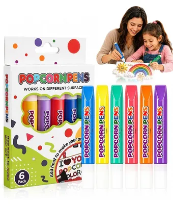 3D Popcorn-Pen Set (6 St.) – Magische Stifte mit Aufquell-Effekt