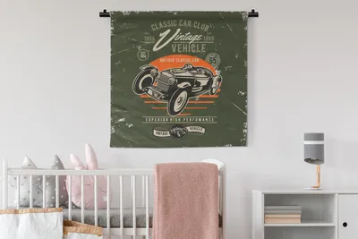 Produktbild von MuchoWow® Wandteppich Wandbehang Oldtimer - Oldtimer - Auto 90x90 cm Tapisserie Dekoration Wandtuch - Wandaufhänger