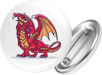 Produktbild von Huuraa Button Drache Comic 59mm rund mit Sicherheitsnadel Ansteckbutton Geschenkidee