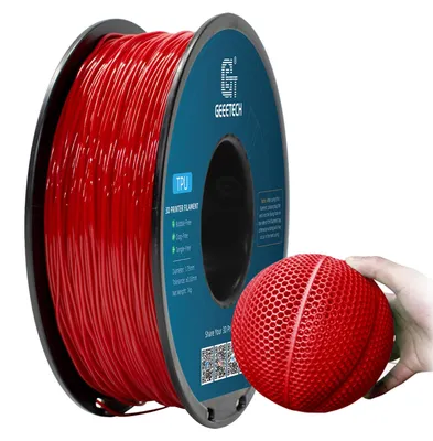 Produktbild von GEEETECH TPU filament 1,75mm Rot, Flexible 3D Drucker Filament 1kg 1 Spool