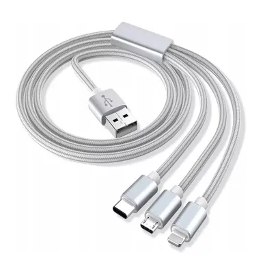 Obrázek produktu pro Kabel K Telefonu 3V1 Micro Usb Usb-C Lightning 120Cm