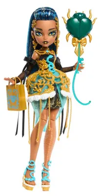 Produktbild von Monster High Scary Sweet Birthday Cleo de Nile-Puppe im Partykleid mit Ballon und Geschenk, Modepuppe, Weiblich, 4 Jahr(e), Junge/Mädchen, 290 mm, 250 g