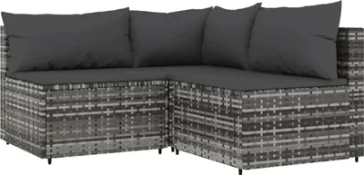 Obrázok produktu pre vidaXL 3-dielna záhradná obývacia súprava s vankúšmi Grey Poly Rattan