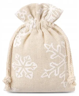 Produktbild von Saketos Leinenoptik-Beutel 15x20cm Schneeflocken 10 Stück