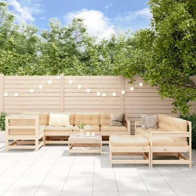 Produktbild von vidaXL 10-tlg. Garten-Lounge-Set mit Kissen Massivholz