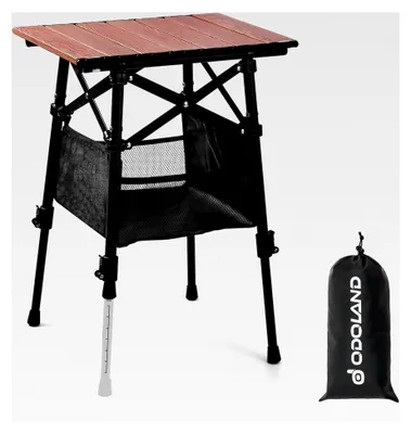 Produktbild von Höhenverstellbarer Campingtisch mit Aufbewahrungstasche, leichter Klapptisch aus Aluminium, faltbarer Balkontisch für Strand, Camping, Picknick, Garten, Angeln