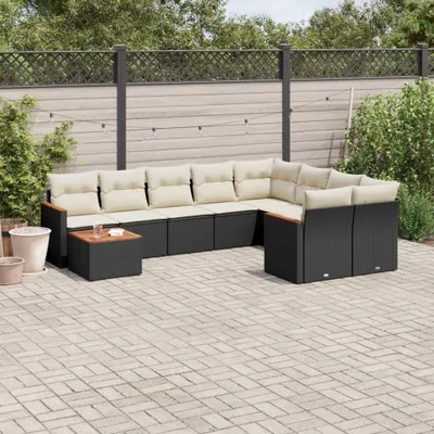 Produktbild von 10-tlg. Garten-Sofagarnitur mit Kissen Schwarz Poly Rattan 3226315