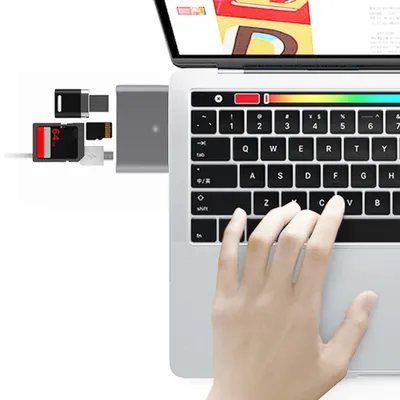 Productafbeelding van 4 in 1 - DrPhone - Type C USB OTG Micro SD kaartlezer Adapter Converter - USB C