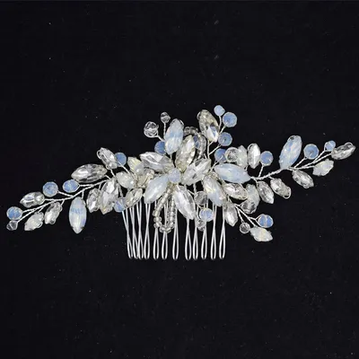Produktbild von Haarschmuck und Haarteile für Bräute, Haarkamm mit Clip und Haarspange, Brautschmuck in Silber im Vintage-Stil, handgefertigte Blume mit Strass für Frauen, Mädchen und Brautjungfern