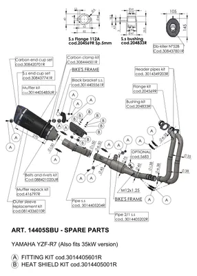 Obrázok produktu pre Držiak výfuku LeoVince, náhradná časť, OEM 3014405561R, 14405SB