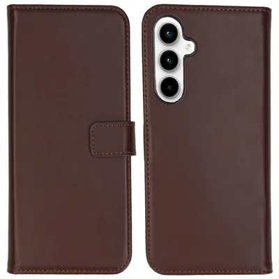 Imagen del producto de Funda de Cuero Auténtico tipo Libro para Samsung Galaxy A55 - Marrón oscuro