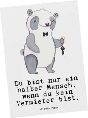 Produktbild von Mr. & Mrs. Panda Postkarte Vermieter Herz - Weiß - Geschenk, Postkarten, Ansichtskarte, Grußkarte, bildkarte, Ansichtskarten