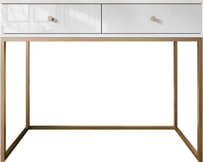 Produktbild von MIRJAN24 Schminktisch Esipix mit zwei Schubladen, Elegant (Farbe: Weiß / Weiß Hochglanz)