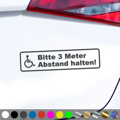 Produktbild von PantherPixel Bitte 3 Meter Abstand Aufkleber Schwerbehinderung Sticker Auto Geschenkidee Farbe Dunkelgrau