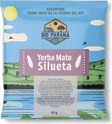 Produktbild von Rio Parana - Mate Tee Probe Silueta 50g - Kräutermischung, Grünem Tee - Luftgetrocknet - Wenig Staub - Yerba Argentinien - Mindestens 1 Jahr Gereift