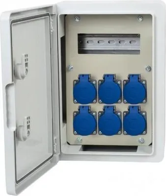 Imagen del producto de Caja de distribución Bauverteiler RB-250 8M, 6 x 230V, IP65