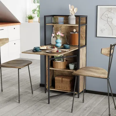 A compact dining set with a folding table and chairs in a kitchen or dining area.