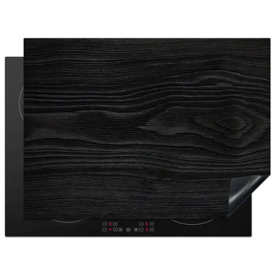 Obrázek produktu pro KitchenYeah® Krycí deska na sporák černá - vzhled dřeva, 70x52cm, dekorace do kuchyně, keramická krycí deska na sporák, krycí deska na varnou desku
