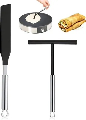 Produktbild von Famanu Pfannkuchen-Set 2-teilig, T-förmiger Teigverteiler und Wender, Schieber für Crêpes und Pfannkuchen