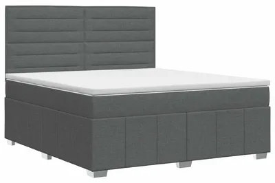 Image de vidaXL Lit boxspring avec matelas gris foncé 140 x 200 cm Tissu
