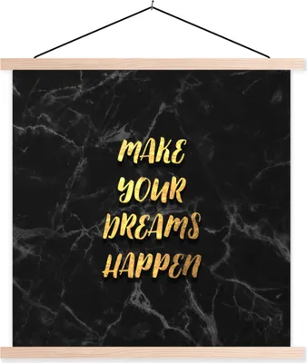 Produktbild von MuchoWow® Textilposter Zitate - Traum - Gold - Marmor 120x120 cm mit holzfarbenen Rahmen - Textil-Poster
