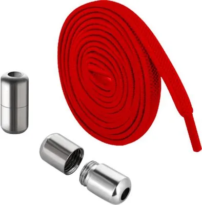 Productafbeelding van The Kicks Don No tie Veters - Rood - 100 cm - Kinderveters
