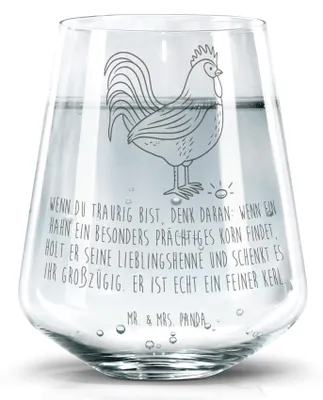 Produktbild von Mr. & Mrs. Panda Tumbler Glas Hahn Korn - Transparent - Geschenk, getränkebecher, Natur, Eier, Becherglas, Limonadenglas, Wasserglas, Trinkglas, Henne, Bauernhof
