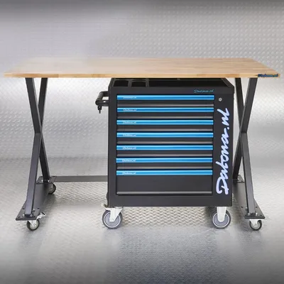 Productafbeelding van Industriële werktafel 160 cm en gereedschapswagen