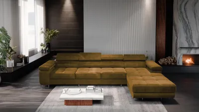 Obrázok produktu pre FurMeb24 ECKSOFA LAZZANO MAXI MONOLITH 48 - pravá strana - GLEB - s posteľným boxom a funkciou spánku
