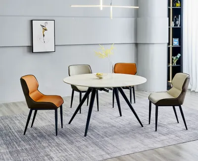 Produktbild von Weißer Runder Esstisch Rundtisch 4x Polsterstühle Designer Esszimmer