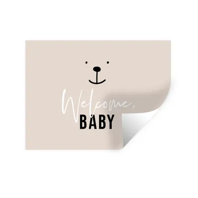 Produktbild von MuchoWow® Wandtattoo Wandsticker Wandaufkleber Zitate - Willkommen Baby - Baby - Sprichwörter - Kinder - Kinder 40x30 cm Selbstklebend und Repositionierbar - Faltenfrei
