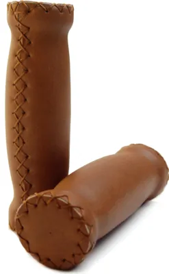 Image de Poignées en cuir synthétique marron avec coutures