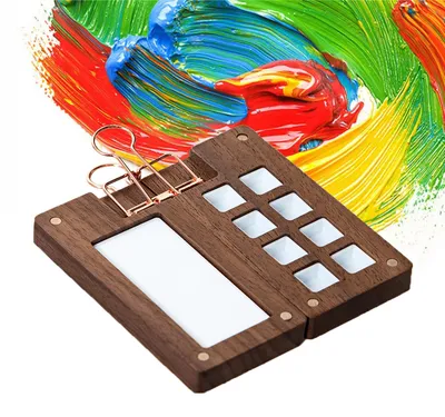 8-Fach Holz-Malpalette, tragbar, Reise-Aquarellpalette, schwarz